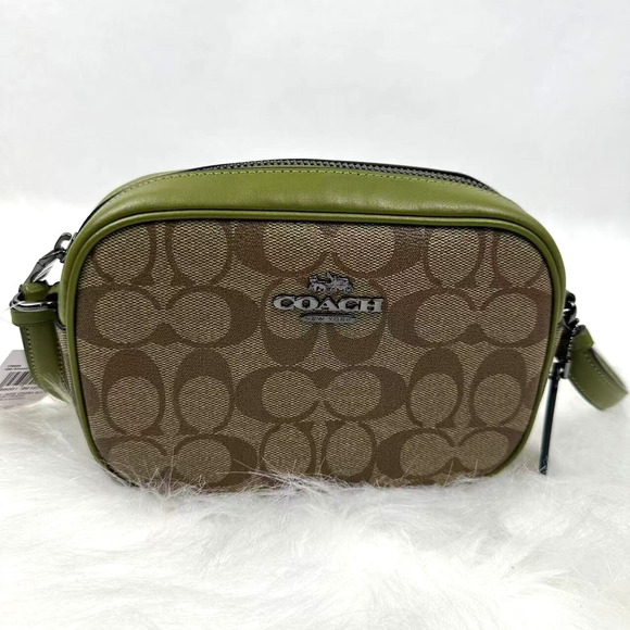 Coach Mini Jamie Camera Bag Crossbody Signature Canvas Khaki/Olive Green C9926 - Picture 1 of 8